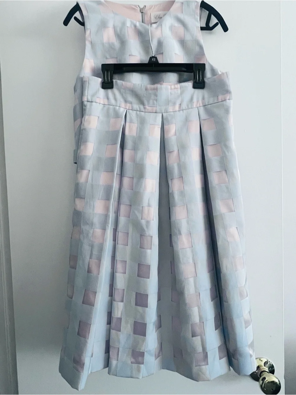 Eliza J Pale Blue Midi Skirt with Square Cutout Overlay - Picture 4 of 5